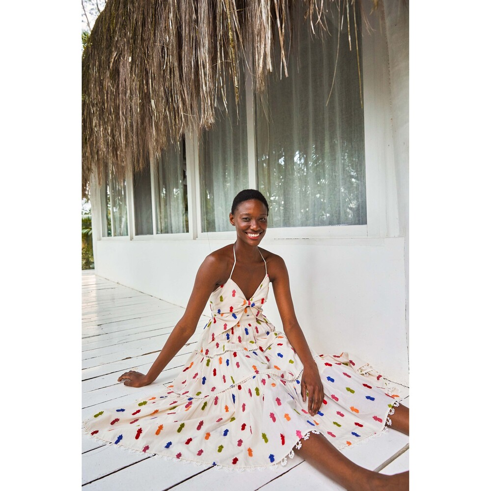 MULTICOLOR FARM RIO PINEAPPLE MIDI DRESS